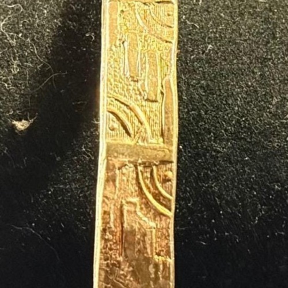 Vintage Mexico Sterling Silver 925 Gold Wash Aztec Mayan Calendar Bangle